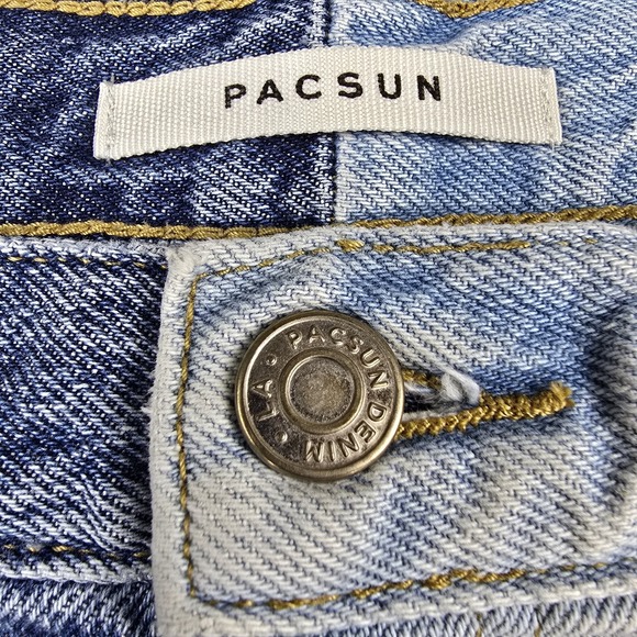 Y2k Mom Jeans Hi Rise Two Tone Womens 26 Color‎ Block Patchwork Button Fly vtg - Picture 5 of 16